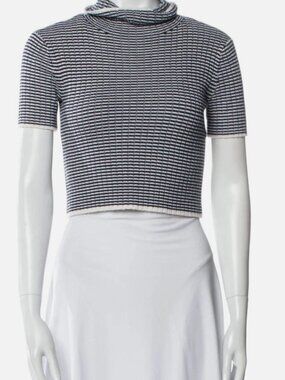 Staud Women's Black Marine Stripe Funnel Neck Top Size XS